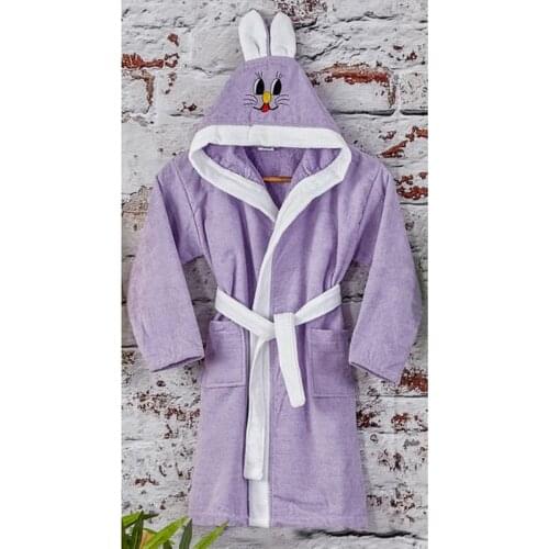 Newhome 2-9 Age 100 Cotton Child Robe Cute Rabbit 6-7 Age-Purple lilac-Purple