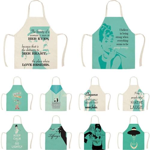 Home Cleaning Tools Cooking Apron Ladys Portrait Pillow Case Character Audrey Hepburn Design Kitchen Aprons WQ1679