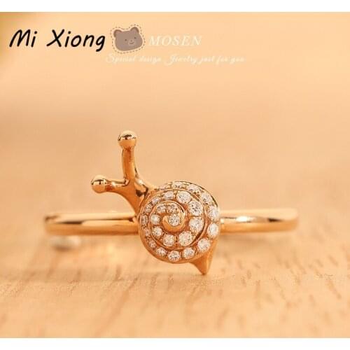 Mi Xiong s925 sterling silver gold-plated pet cute little snail diamond ring elegant and fresh charm fairy brand jewelry