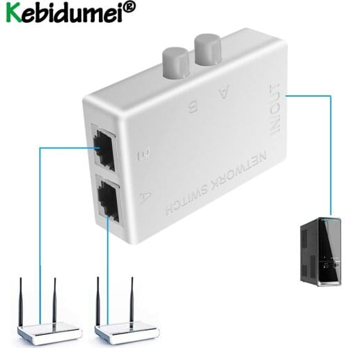 Portable Mini 2 Port RJ45 RJ-45 Network Switch Ethernet Network Box Switcher Dual 2 Way Port Manual Sharing Switch Adapter HUB