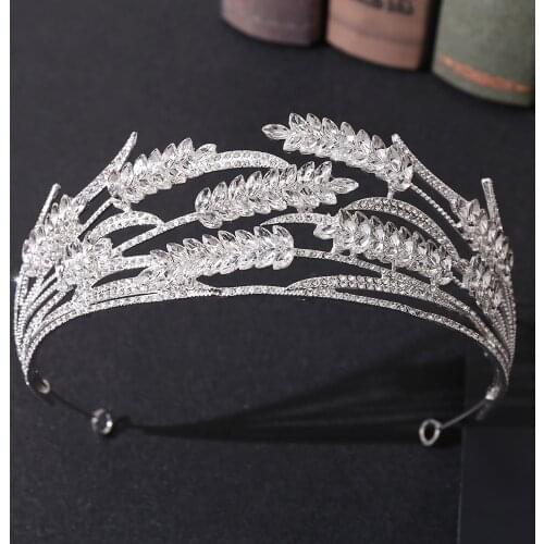Baroque Crystal Grain Bride Crowns Tiaras Luxury Golden Rhinestone Crown Bridal Marriage Leaf Hair Accessories Wedding Headband