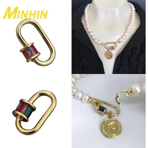MINHIN Handmade Creative Carabiner Fastener Screw Lock Clasps DIY Accessories Supplies For Mesh Chains Pendant Necklace Bracelet