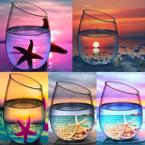 Cross Stitch Kits Scenery in the Cup Ecological Cotton Thread 11CT Printed Embroidery Needlework Home Decoration 40x40cm