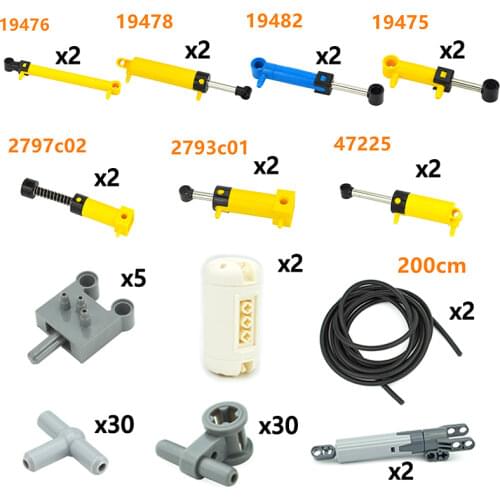 Technology Building Block Sets Pneumatic Pump Switch Air Tank Hollow Pipe Pneumatic Pipe Pressure Gauge 47223 99021 MOC Bricks