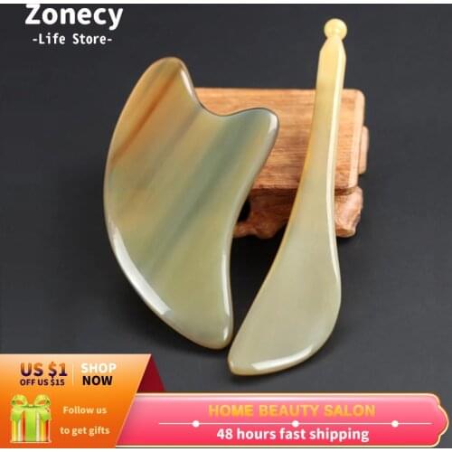 Natural Gua Sha Scraper White Yak Ox Horn Tendon Stick Facial Massager Beauty Health Relax Eye Neck Back Body Face Skin Care