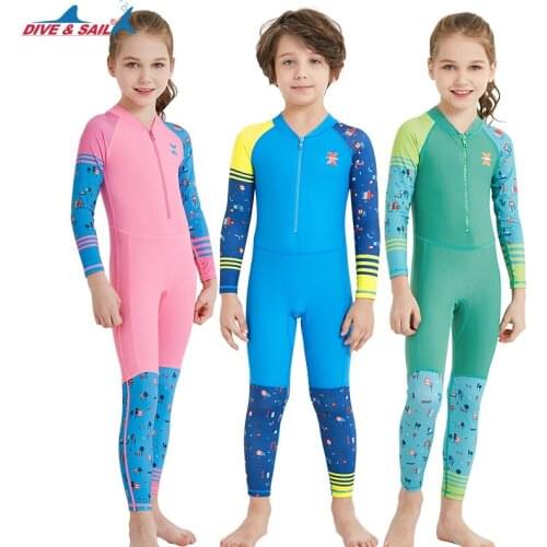 2018 new children diving suit long-sleeve bathing suit sunblock Thin style jumpsuit swimwear anti-UV anti-friction wetsuit