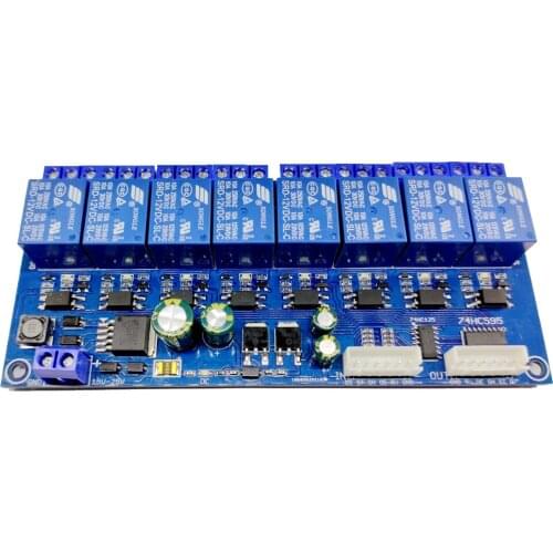 C51 Single Chip Microcomputer 8-way Relay Module with Optocoupler Isolation 74HC595 Cascade Control