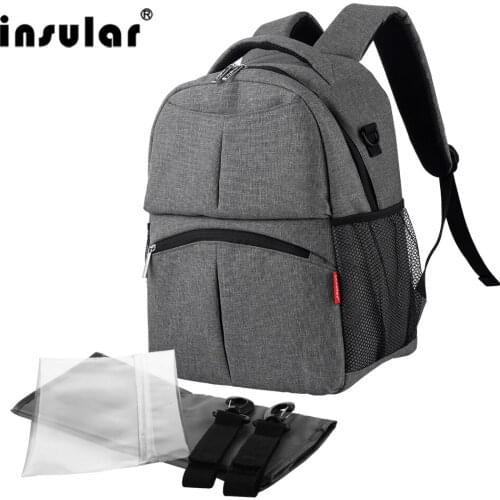 Insular Solid Color Baby Diaper Changing Backpack Bag Multifunctional Baby Mommy Bag Waterproof Mummy Nappy Stroller Backpack