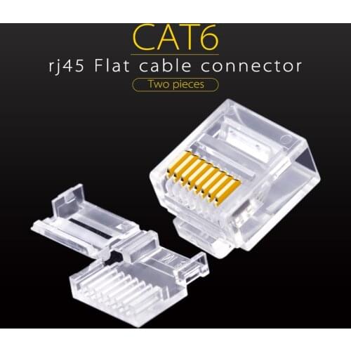 Cat6 Flat Plug Short Body with wire guide Flat Cable UTP network connector Ethernet computer plug 30U Gold Plating 20 / 50 pcs