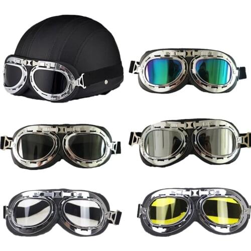 Professional Vintage helmet glasses Retro motorcycle rider goggle 5 color available glasses wear Jet helmet goggle