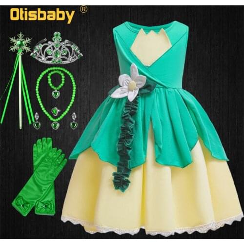 Christmas Baby Girls Tiana Dress Halloween Carnival The Princess and The Frog Costume Childrens Party Fantasia Tiana Frocks