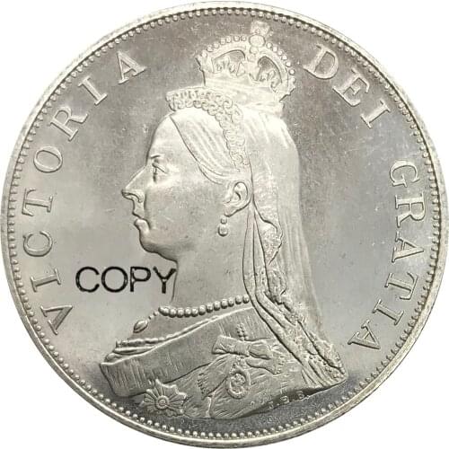 Great Britain 2 Florins Victoria 2nd portrait Double Florin 1887 Cupronickel Silver Plated Copy Coins