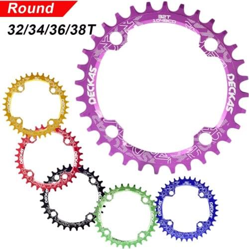 Bicycle Crank 104BCD Round Shape Narrow Wide 32T/34T/36T/38T MTB Chainring Bicycle Chainwheel Bike Circle Crankset Single Plate