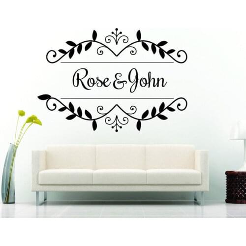 Personalized Name Vine Design Decor Wall Floor Vinyl Decal For Wedding Self-adhesive Poster Waterproof Murals