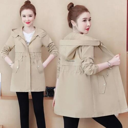 New Long Windbreaker Women Coat 2021 Spring Autumn clothes Korean Solid Oversize Trench Coat Hooded Female Outerwear 3XL