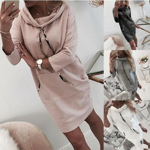 Women Sweater Dress Long Sleeve Tracksuit Active Wear Sport Suit Long Sleeve Oversized Hoodie Womens Sweatshirt Free Shipping