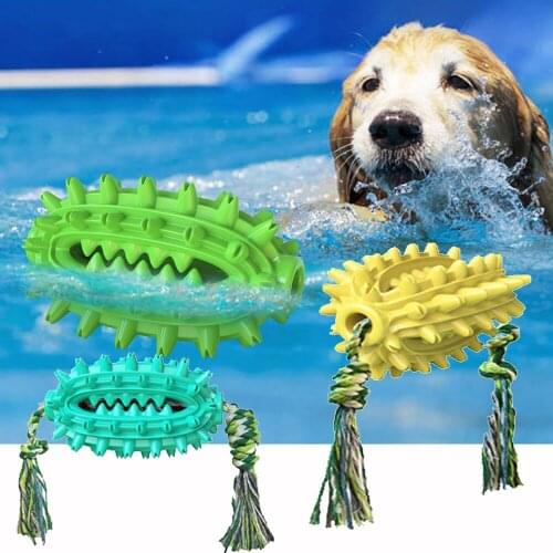 Dog Chew Toys Natural Rubber Bite Resistant Dog Toothbrush Pet Teething Molar Cleaning Teeth Play IQ Toy For Cats Dogs