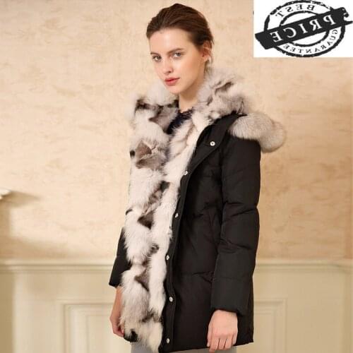 Winter Jacket Women White Duck Down Coat Female Large Fox Fur Hooded Warm Clothes Ladies Thick Winter Coats 2021 LWL105a