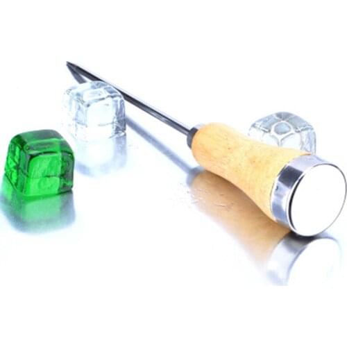 1pcs Vintage Stainless Steel Ice Pick Punch Kitchen Tool Wooden Handle Metal Cover