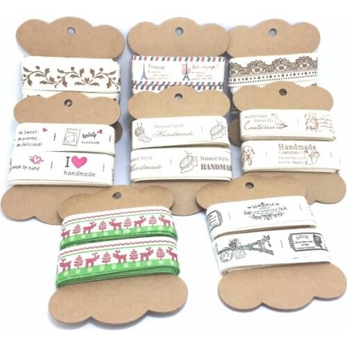 20MM 5YARD/CARD 100% COTTON ivory printed RIBBON