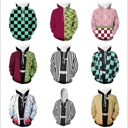 2020 Demon Slayer Cosplay Costumes Kimetsu no Yaiba Hoodies Kamado Tanjirou Nezuko Costumes Sweatshirt Hooded Jacket Sportswear