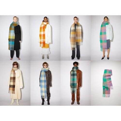2021 AC studios Cashmere Shawl in Autumn and Winter Winter Fashion Colored Chequered Scarf Warms Students Necks Thicker Shawls