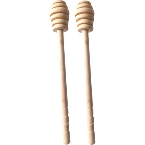 2x Wooden Jam Honey Dipper Spoons Stick Honey Jar Mixing Stirrer Baking Tool