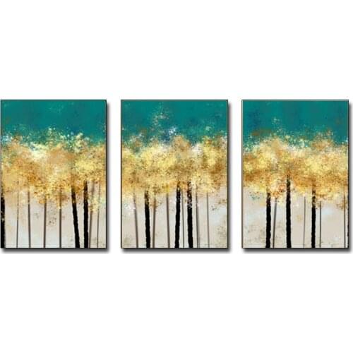3 Panels Canvas Oil Painting Forest Tree Wall Art Modern New Free Shipping Artwork 100% Hand Painted 3 Pieces Wall Pictures