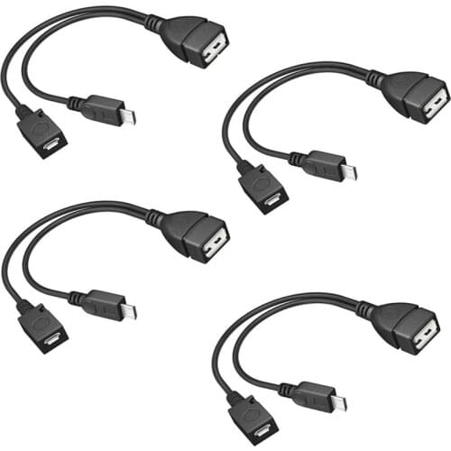 4-Pack Mini OTG Cable Adapter,2-In-1 Powered Micro-USB to USB Adapter(OTG Cable + Power Cable) for Streaming Sticks Etc