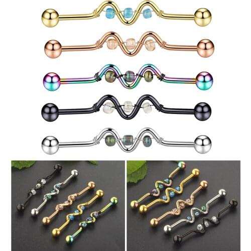5pcs Straight Barbells Stainless Steel Piercing Jewelry for Women Men, Non-allergic