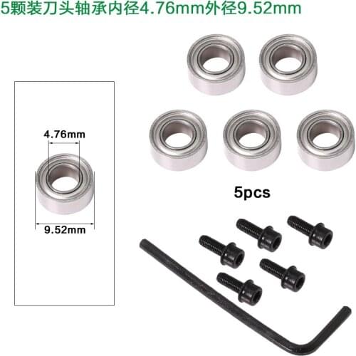 5pc Top Mounted 1/2, 3/8, 3/4 Bearing & Stop Ring for 1/4"1/2 SH Router Bit