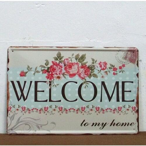 50pcs/lot Metal Sign shabby chic WELCOME painting wedding DECOR House Cafe Bar Vintage Garage wall poster Mix order N-105