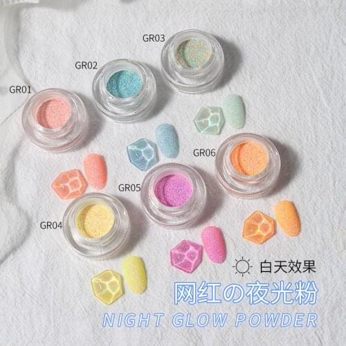 6colors Luminous Nail Powder Glow In Dark Neon Pigment Fluorescent Nail Glitter Reflective Spray Dust Design Decor for Manicure