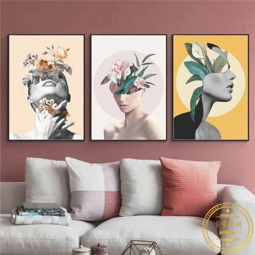 Abstract Flower Nude Woman Painting Modern Sexy Lady Canvas Poster Nordic Decorative Picture for Living Room Home Interior Decor