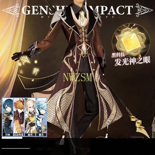Anime Genshin Impact Zhongli Game Suit Uniform Zhong Li Cosplay Costume Halloween Party Outfit For Men 2020 NEW