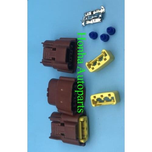 Free shipping 2/5/10/20/50/100 pcs Sumitomo 3 Pin Sensor Wire Connector plug brown color connectors 6098-0142