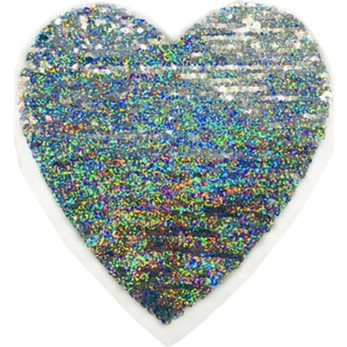 Love Heart Reversible Change Color Sequins Sew On Patches For T Shirt Jeans