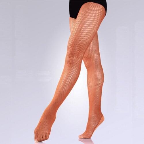 Brand Very Elastic Girls Caramel Collant Women Professional Fishnet Tight With Seams For Latin Ballroom Hard Yarn DBT28