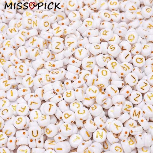 100pcs Acrylic Beads Round Flat White Letter Alphabet Loose Spacer Beads for Jewelry Making DIY Bracelet Accessories Wholesale