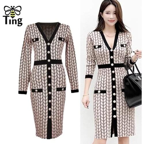 Модные вязаные платья Cechy Daisy China At AliExpress