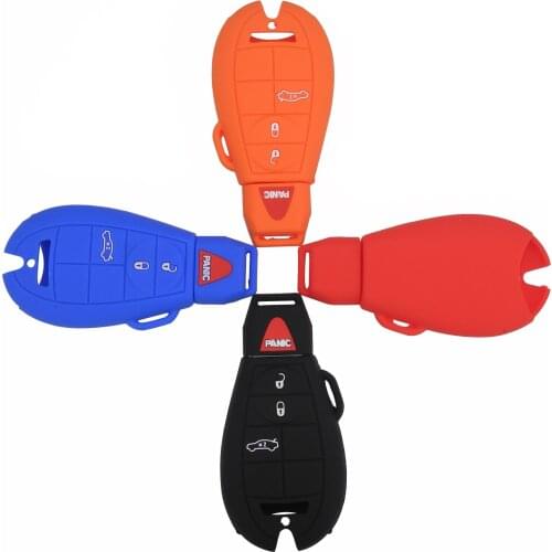 Kutery 4 Butttons Silicone Car Key Case Cover For Jeep wrangler compass patriot Chrysler 200 voyager Dodge Ram