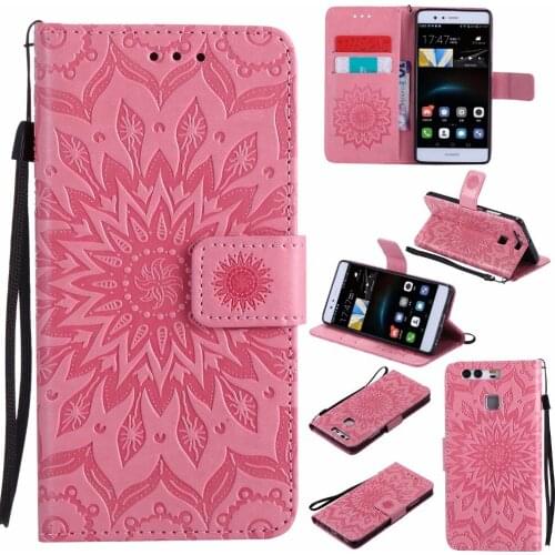 Embossed Pattern Case sFor fundas Huawei P9 Case sFor coque Huawei P9 Case 5.2 inch + Card Holders