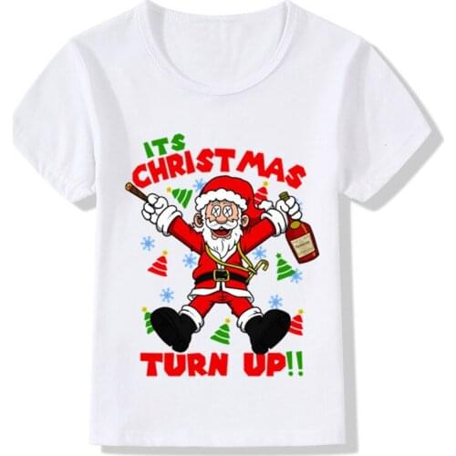 Children Summer Funny Cute Santa And Friends Christmas Cartoon T-shirt Kids Baby Clothes Boys Girls Short Sleeve Top Tee
