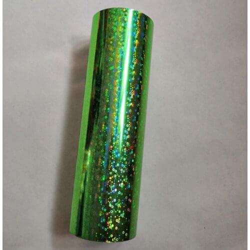 Hot stamping foil green color small circle pattern holographic foil hot press on paper or plastic 21cm x120m heat stamping film