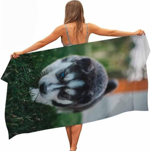 HELENGILI Animal dog Microfiber Pool Beach Towel Portable Quick Fast Dry Sand Outdoor Travel Swim Blanket Thin Yoga Mat