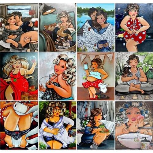 Paint With Diamond Painting Full Square Or Round Drill Diamond Embroidery "Cartoon Woman" Of Rhinestone Deco