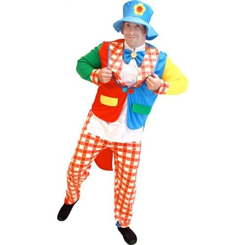 Halloween Clown Costume Men Adult Fancy Dress Cosplay Clothes for Carnival Party Role Play Games