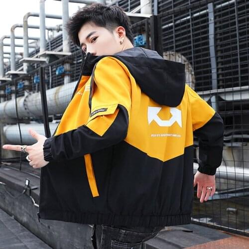 Fashion Brand Men Printing Jacket Spring Autumn New Men High Street Hooded Outerwear Trendy Casual Jackets Coat Male