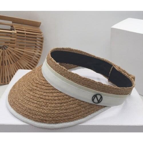 Summer new style cool hat female Korean version fashion sunshade outdoor shopping riding small fresh empty-top straw hat