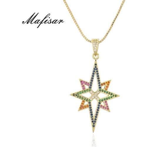 Mafisar Hollow Design Vintage Geometric Pendant Necklace For Women Luxury Cubic Zircon Party Jewelry Female Accessories